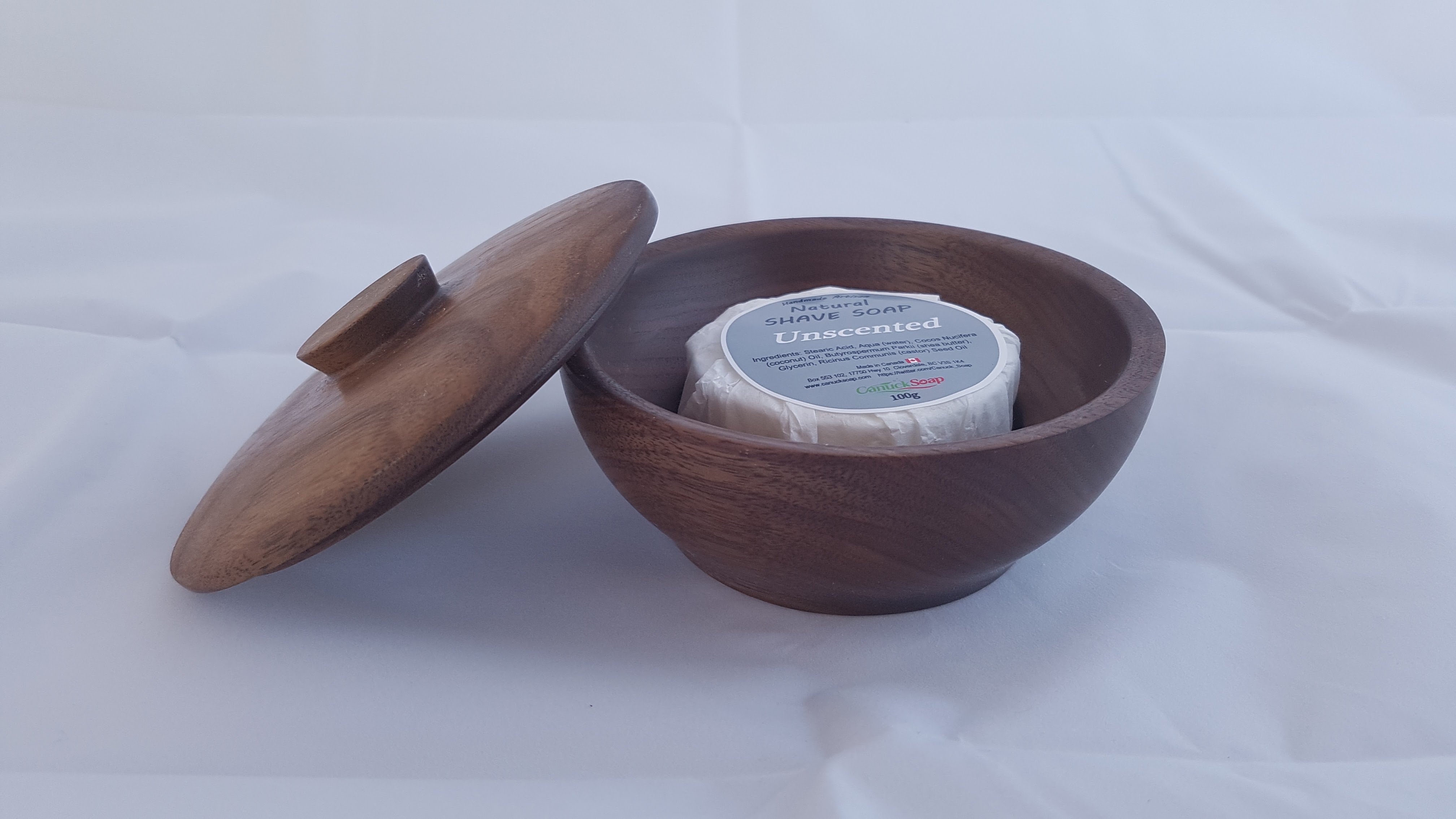 Walnut Wood Shaving bowl with soap