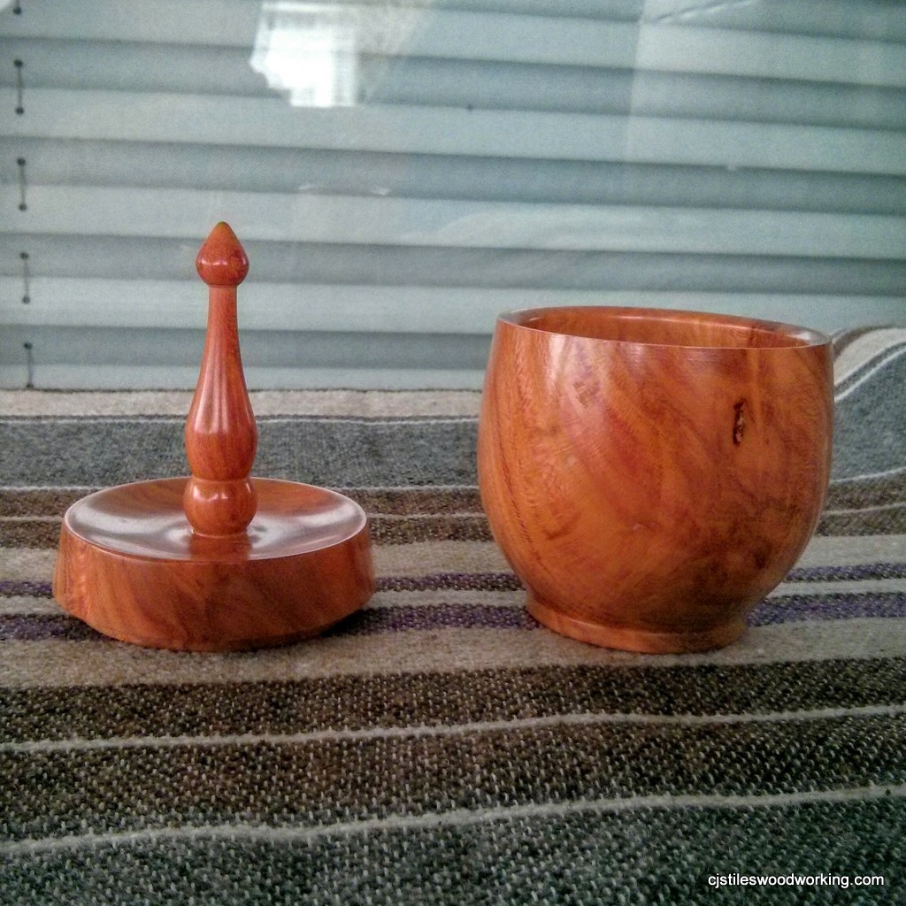 Plum wood ring holder box open