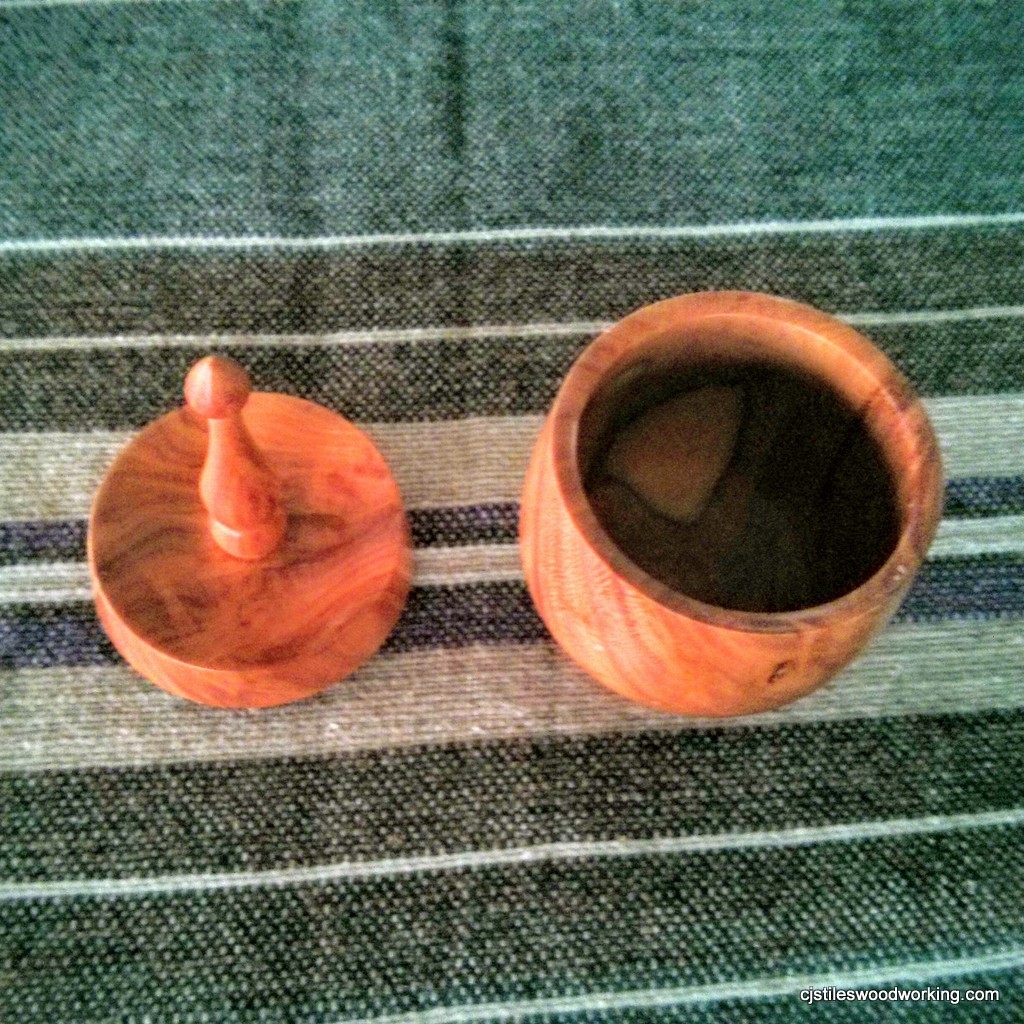 Plum wood ring holder box top view