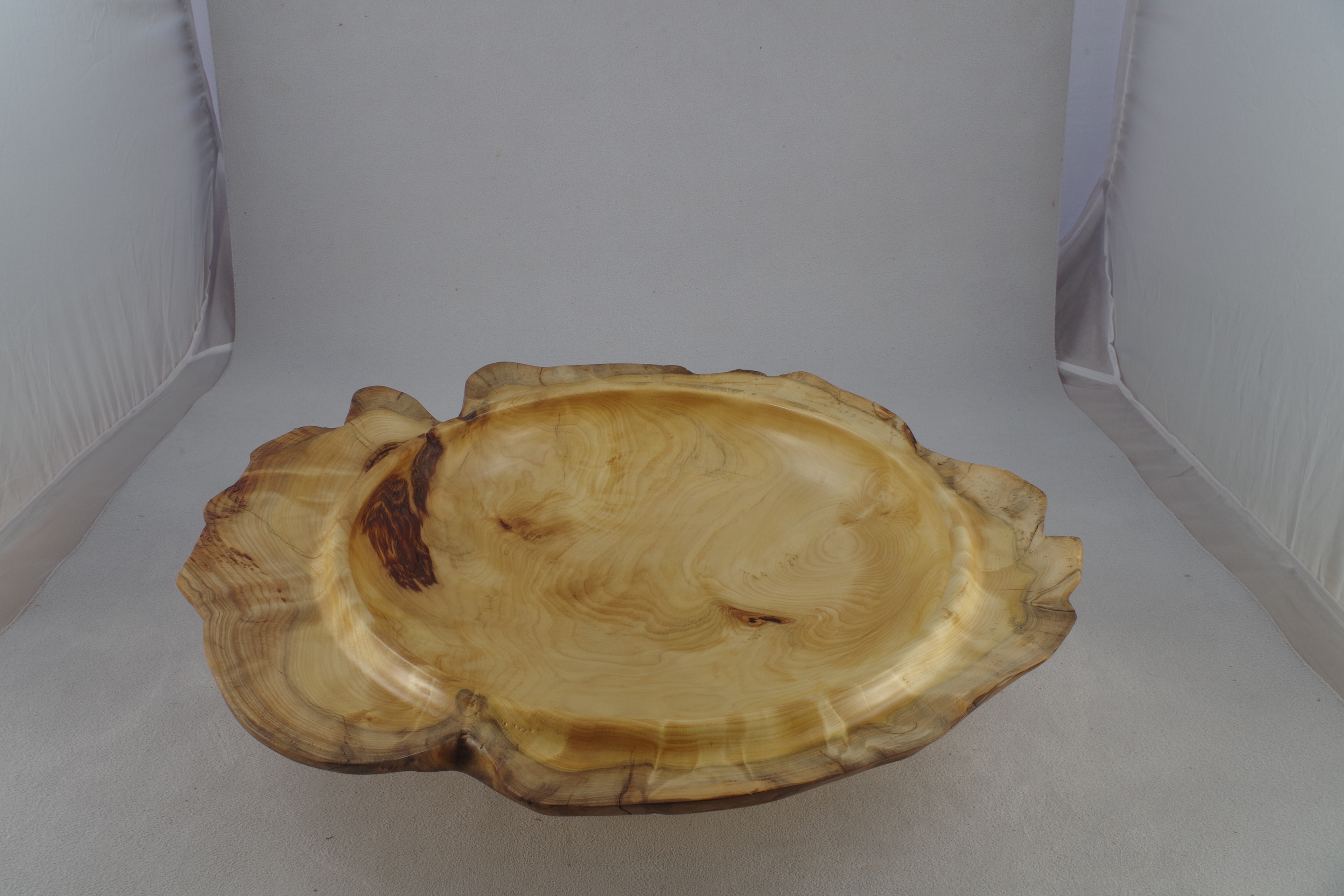Yellow cedar burl bowl top view