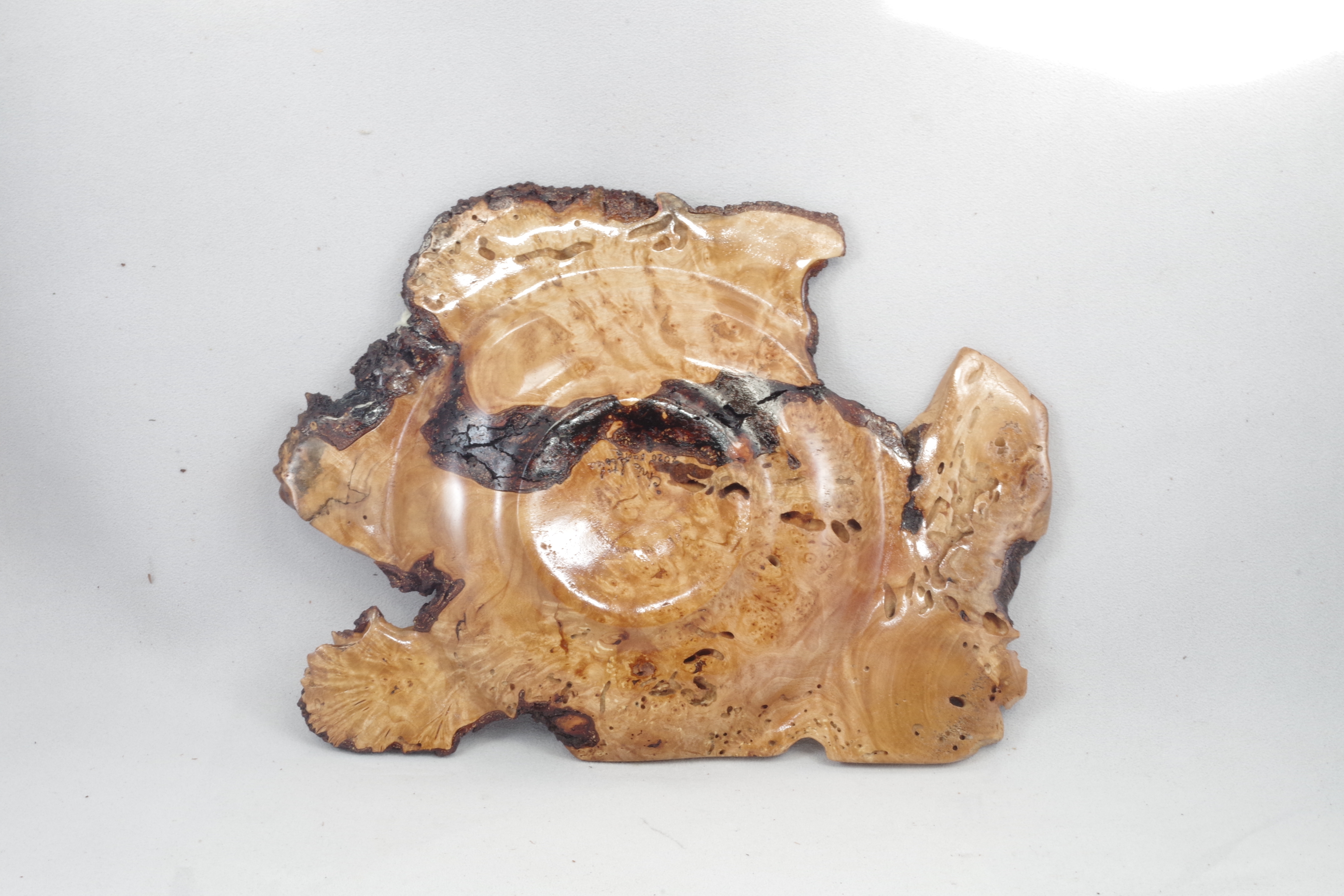 Maple burl platter bottom