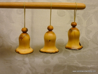 Plum wood Christmas bell ornaments