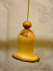 Christmas bell ornament made from plum wood