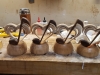 Assembled trophies on workbench