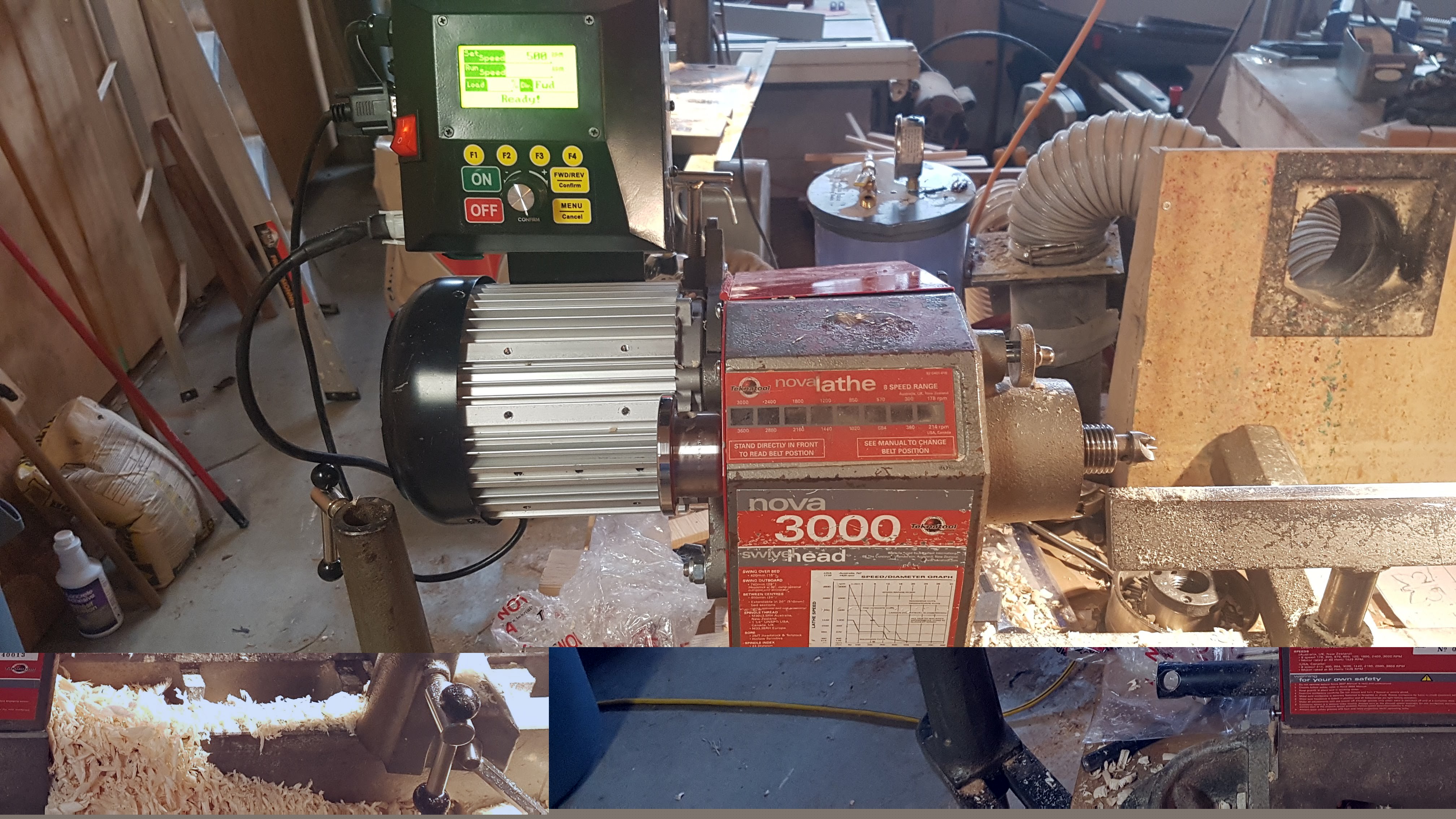 New motor mounted on the lathe