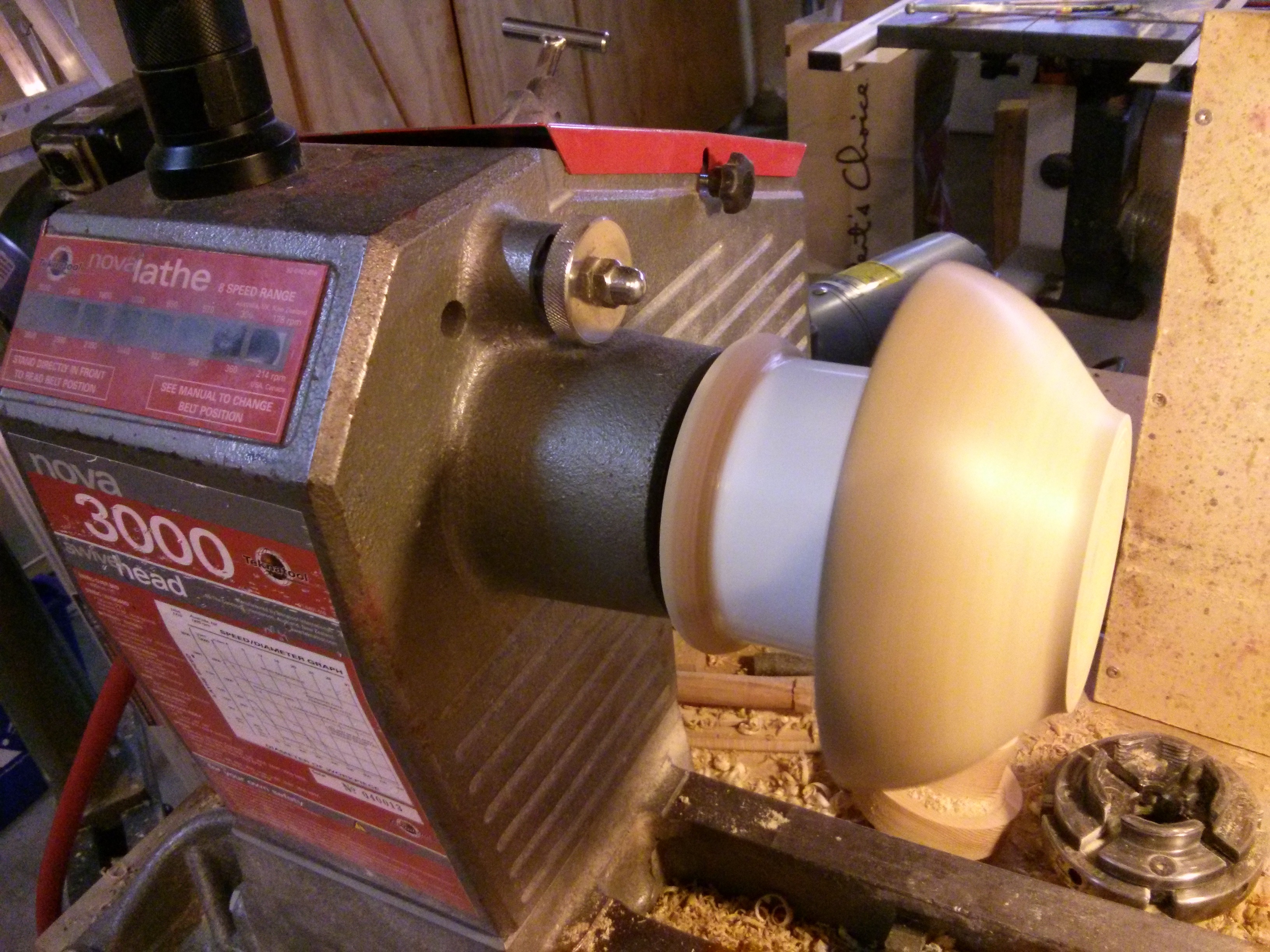 Bowl held on vacuum chuck