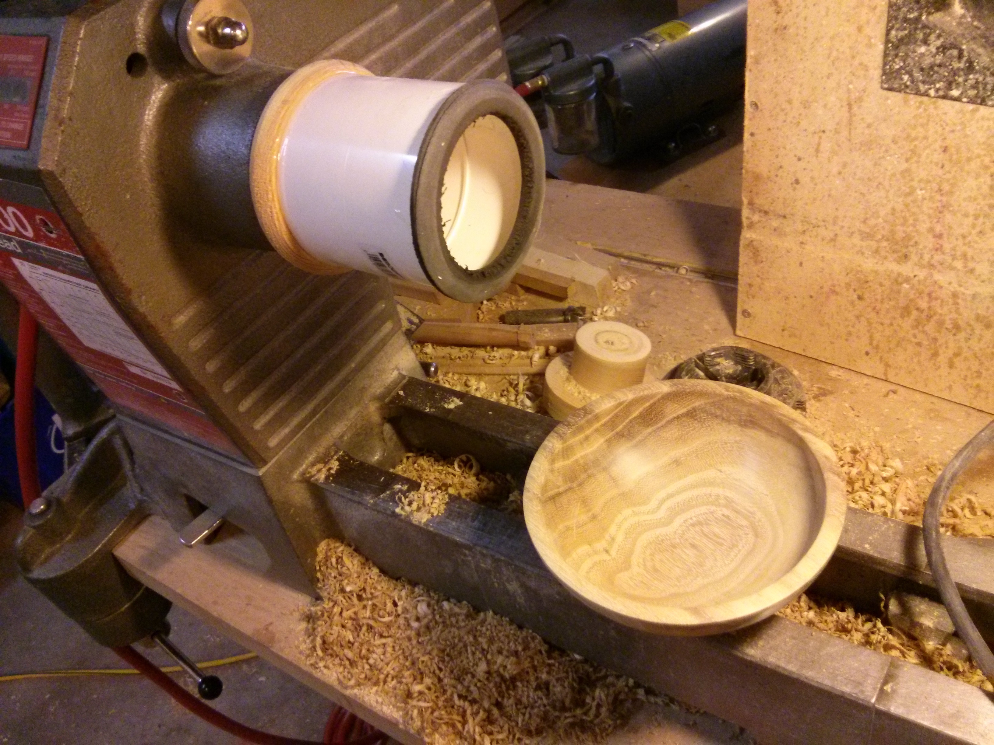 Bowl just off vacuum chuck
