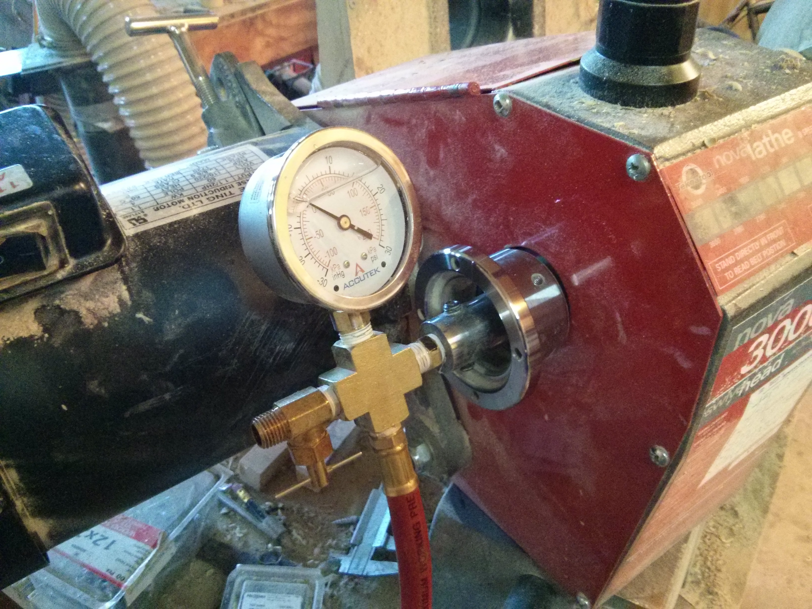 Gauge assembly on lathe